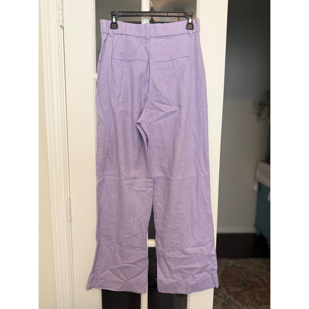 Abercrombie & Fitch Lavender Linen Blend tailored Wide Leg Pants Small - Picture 6 of 12